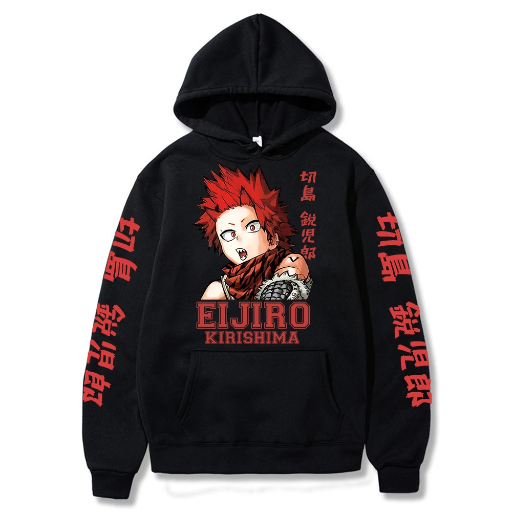 Kawaii Eijiro Kirishima My Hero Academia Anime Harajuku Hoodies Gothic Cartoon Boku no Hero Academia Unisex Winter Sweatshirts