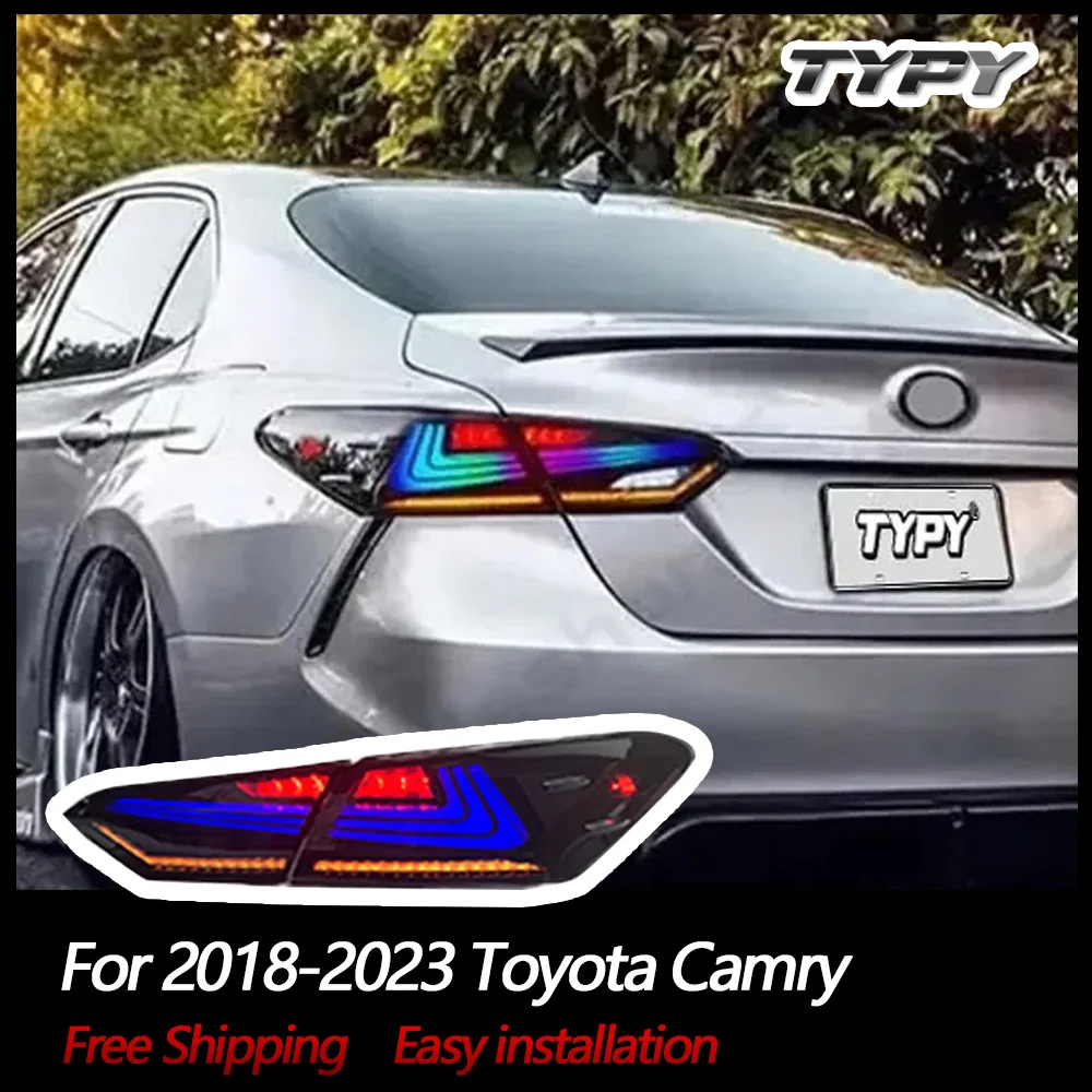 

Автомобильные задние фонари RGB TYPY для Toyota Camry 2018-2023, автомобильные задние фонари RGB, дневные ходовые огни, динамические Сигналы поворота