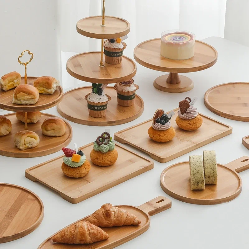 Dessert Table Display Rack Wooden Cake Tray Afternoon Tea Snack Break  Pastry Plate