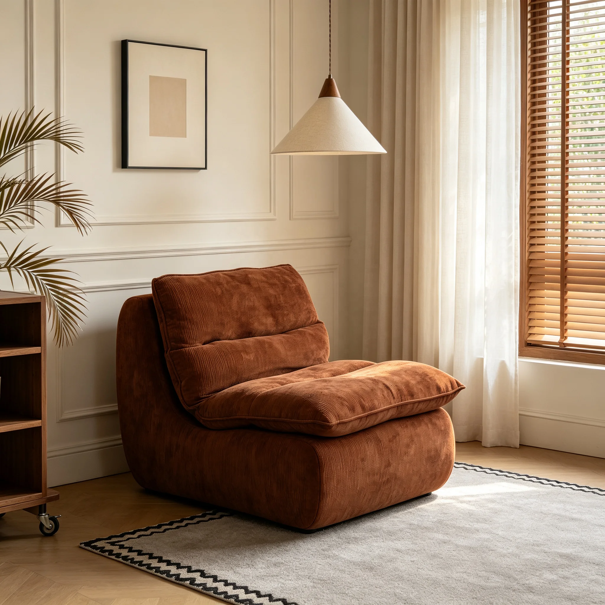 #Modern Waterproof Accent Compression Sofa Chair Upholstered Armless Vacuum Packed Lounge Chair in a Box for Living Room Bedroom