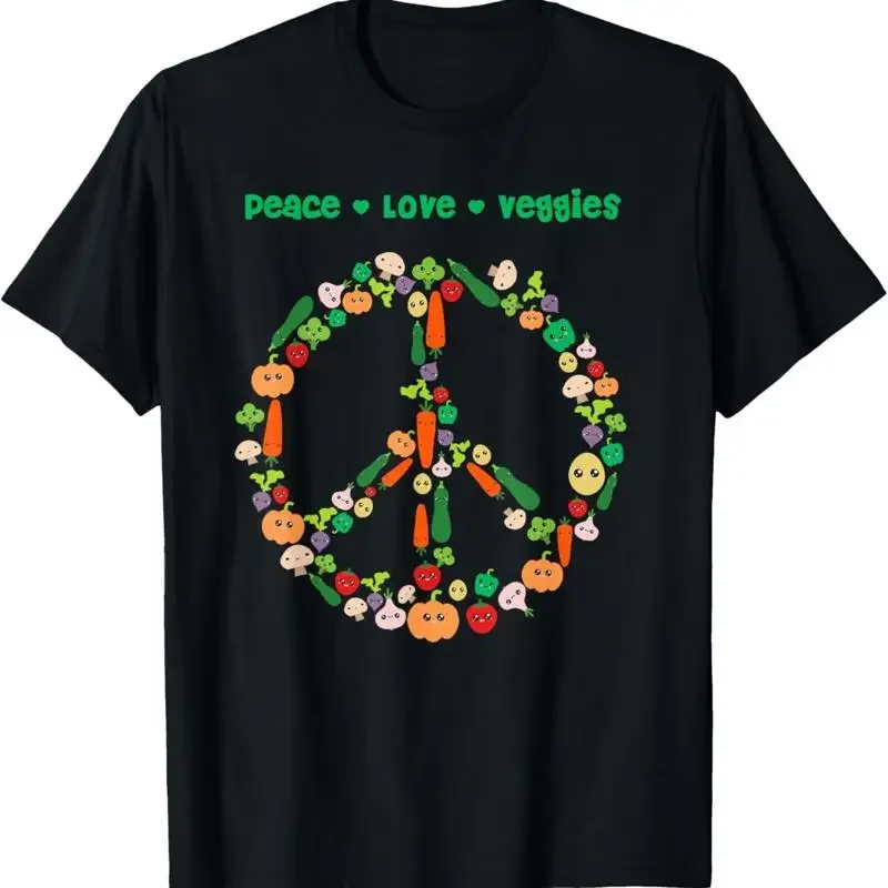 Kawaii Vegetables Peace Sign Funny for Vegetarian Vegan T Shirt