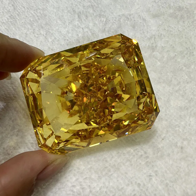 

Ruif Big Size 40x50mm 847ct Golden Yellow Crushed Icu Cutting Zirconia Sample Loose Stone for View and Admire