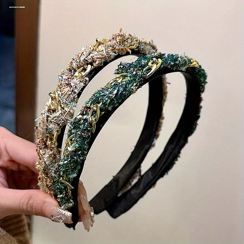 

Elegant Chain Headband Twist Weave Design Retro Style for Women Banquet Party Evening Events Hair Accessories Headband