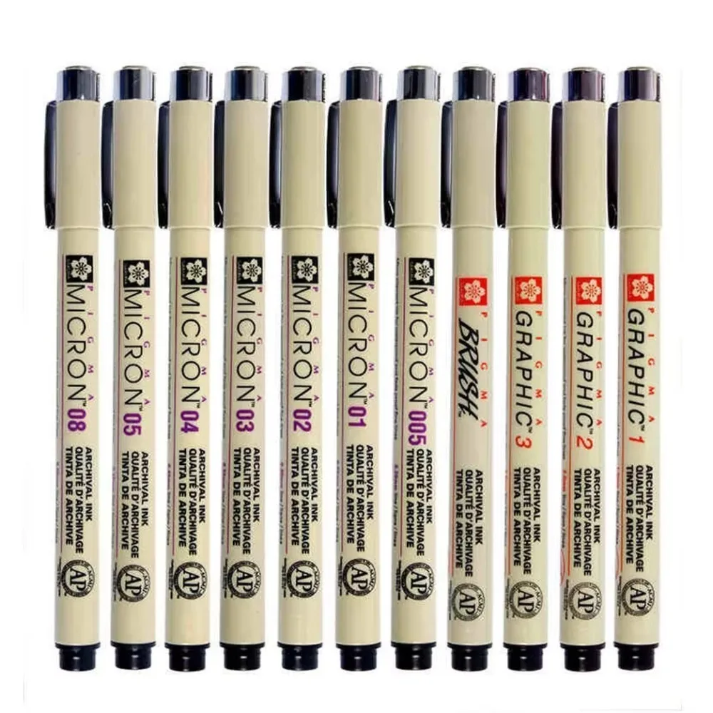 Sakura Pigma Micron Pen Set with Pen Case Black Ink Liner Permanent Waterproof Drawing Pens Sektch Marker Fineliners Manga