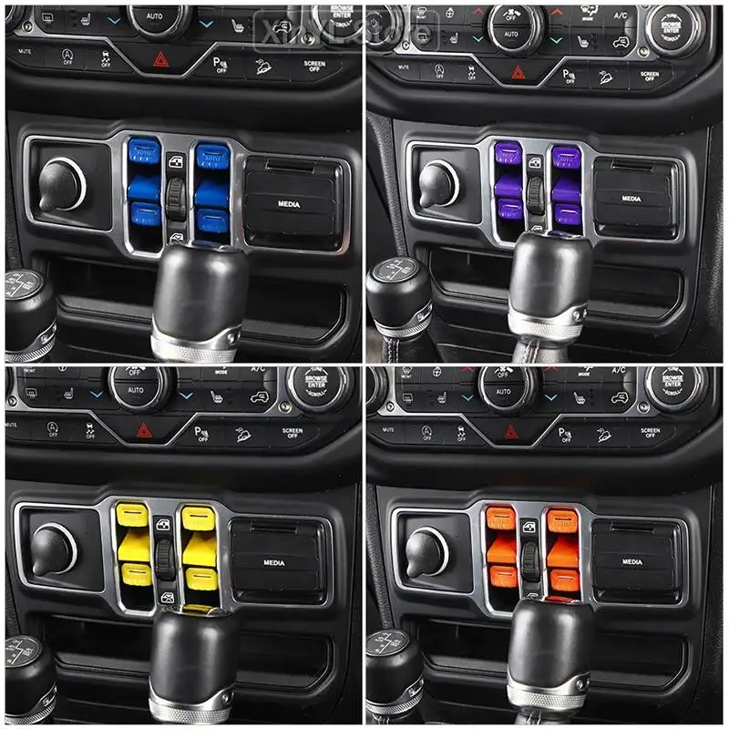Window Control Button Decoration Cover Trim Stickers for Jeep Wrangler JL for JT Gladiator 2018 Up Car ABS Interior Accessories