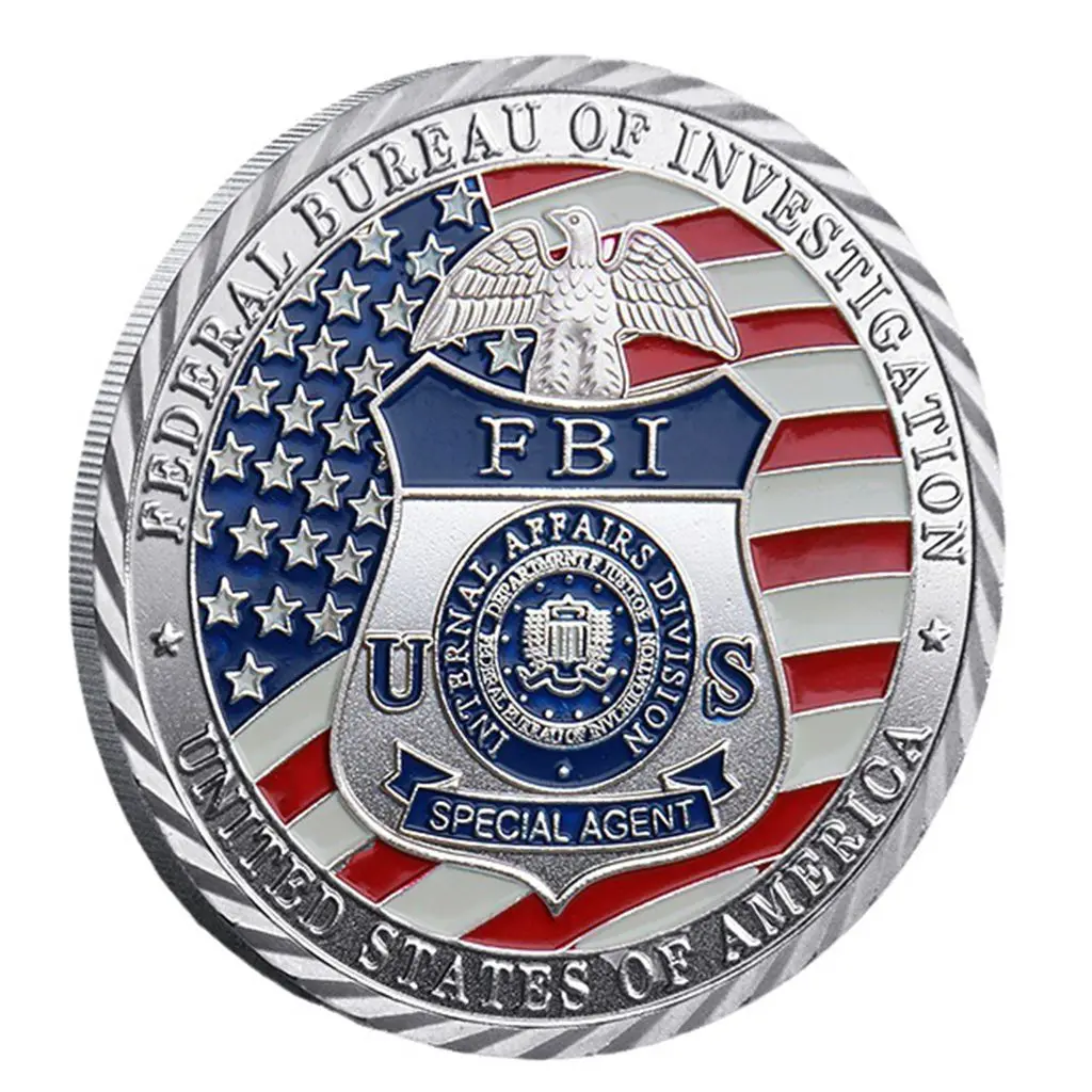 US FBI Themed Coins, Military Challenge Coins, Metal Electroplating Process Products, Badges, Commemorative Gold Coins
