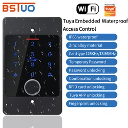 Support Tuya APP WIFI Waterproof Backlight RFID Door Access Control Fingerprint Card Reader Embedded Metal Keypad Access Control