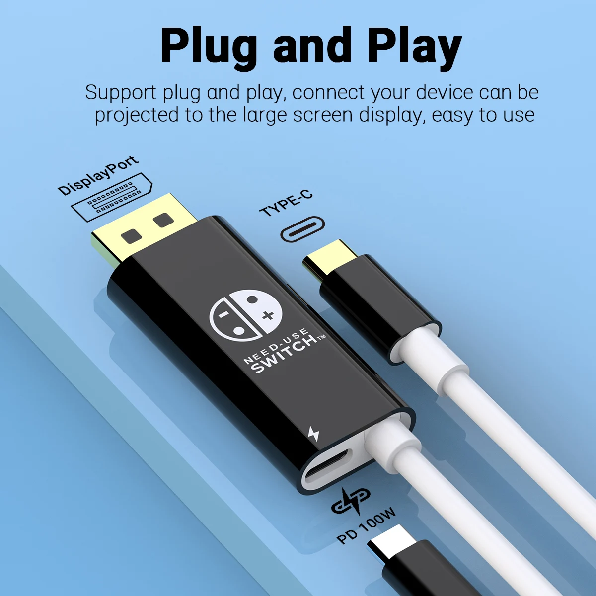 USB-C to DisplayPort 6.6 Feet Cable(4K@144Hz), USB Type-C to DisplayPort Cable [Thunderbolt 3/4 Compatible] with iPhone 15