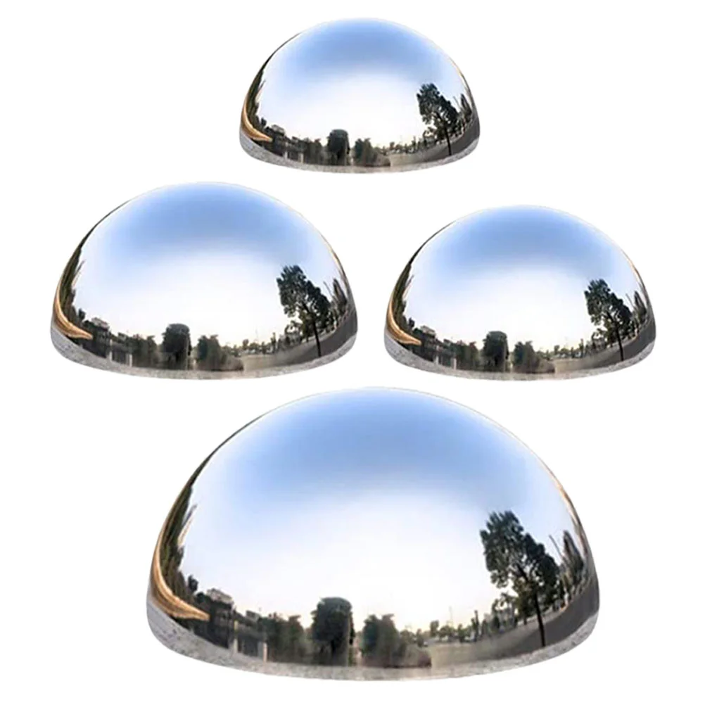 4 Pcs Solar Lamp Reflective Decorative Balls Hollow Sphere Globe Gazing Mirror Outdoor Light Stainless Steel Silver