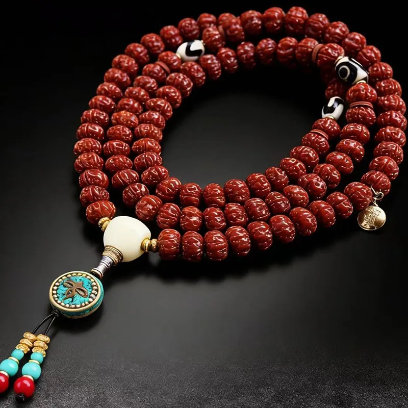 Jade-like patina small diamond bodhi DIY glass turquoise bracelet, approximately 10mm in size, unisex style
