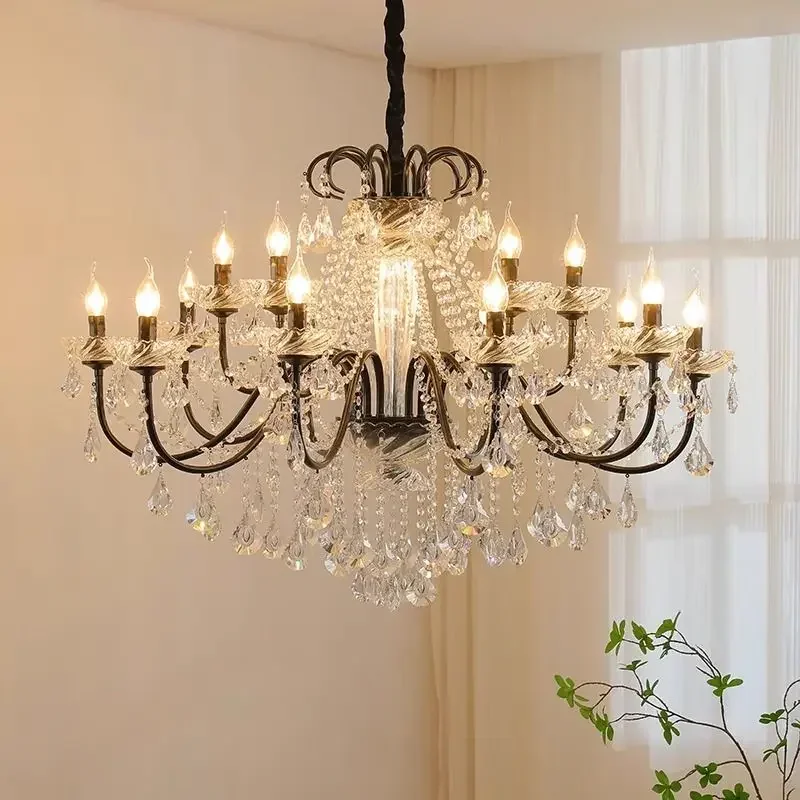 Newly Black Candle Chandelier Nordic Contemporary Crystal Pendant Lamps European crystal chandeliers Lighting AC Home Decoration