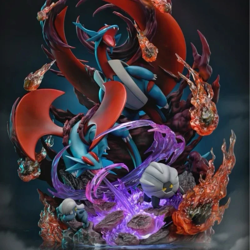 

Pokemon Figure GK Salamence Evolution Led Light Action Salamence Model Gift PVC Statue Collectible Room Decora Toy Gift