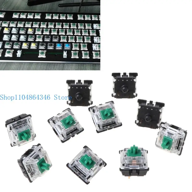 652F 10Pcs/pack 3Pin Green Switch  MX Switches Transparent for Case  for Mechanical Keyboard Cherry MX Compatible