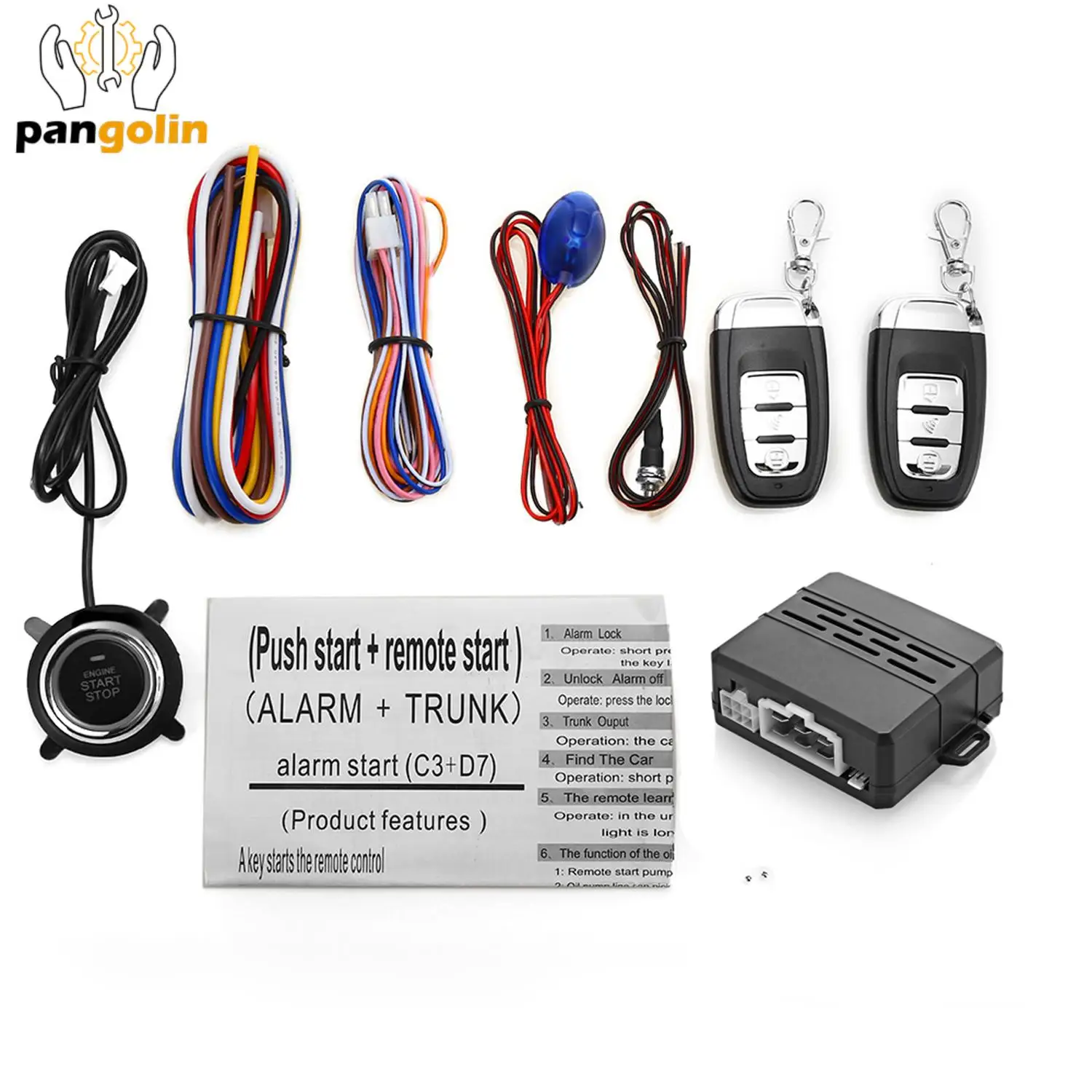 

1set Universal Car Alarm Remote Start Keyless Push Auto Start System Engine Ignition Autostart Kit For 12V Car Parts