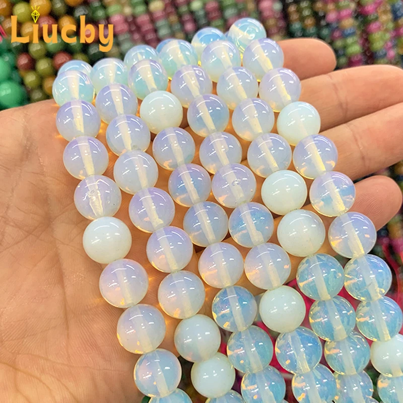 4/6/8/10/12mm Natural Stone Beads white Opal Bracelets matte Round Beads For Jewelry Making DIY Bracelets Accessories 15\'\'Strand