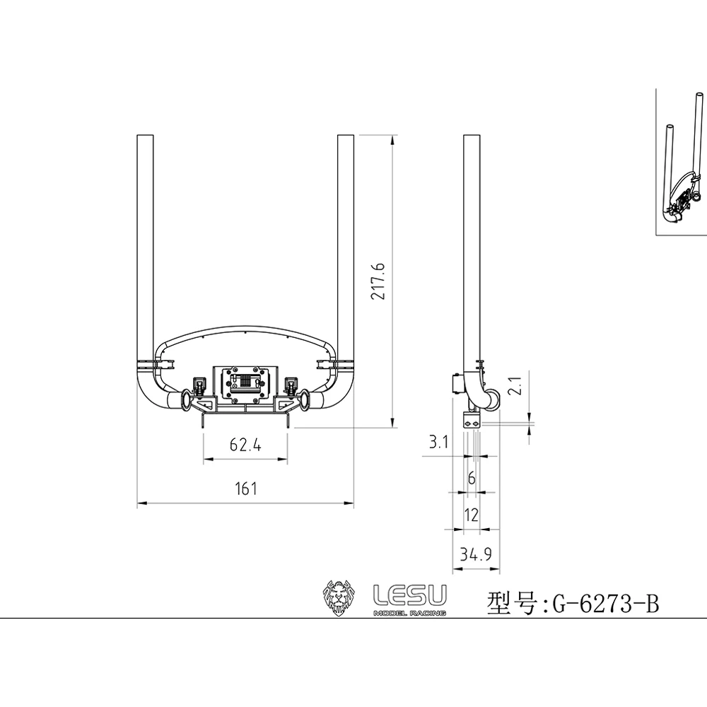 LESU Część zamienna RC Metalowy komina wydechowa do ciągnika 1/14 R730 R470 R620 770S Zdalne sterowanie DIY Akcesoria do modeli TH24248