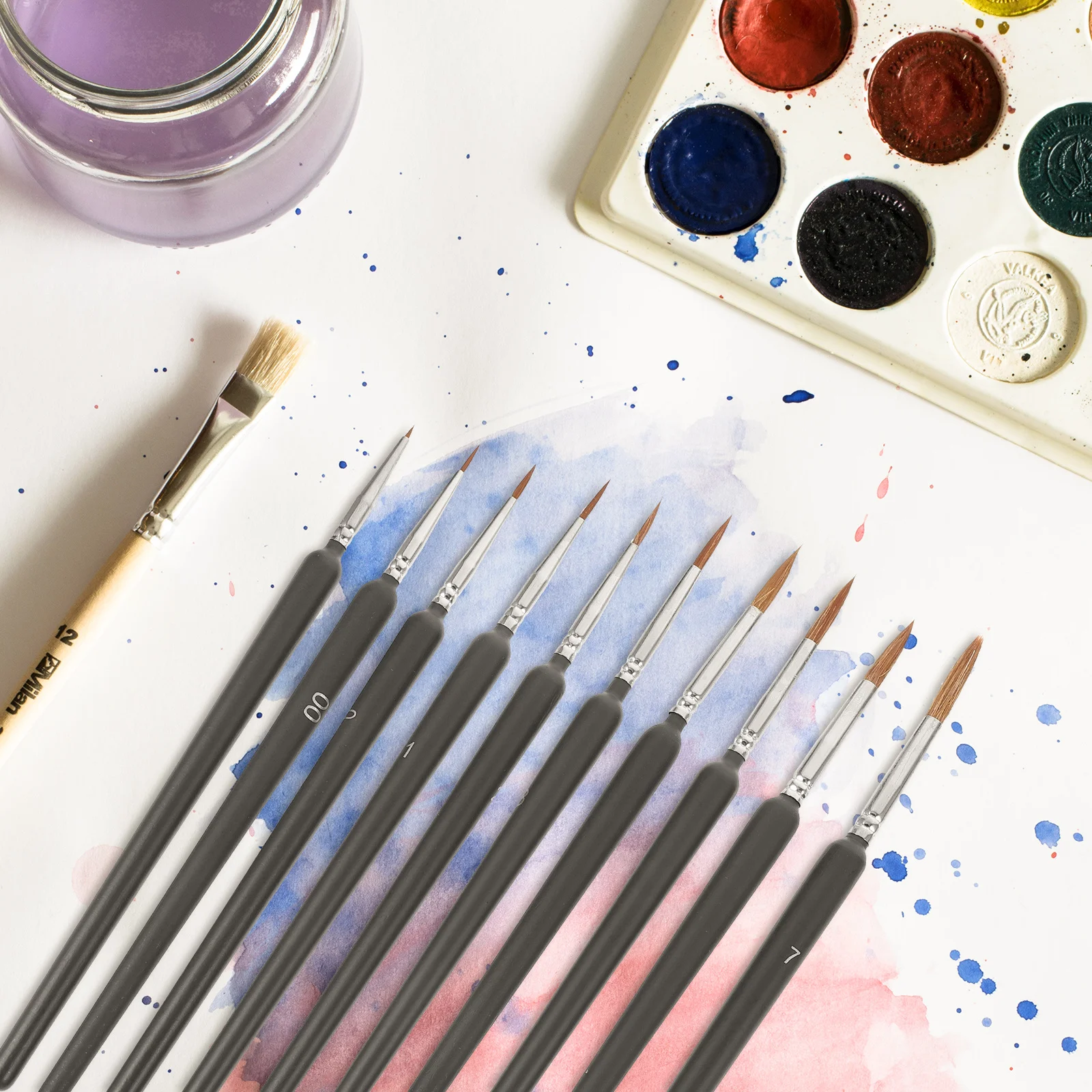 

6pcs Wolf Hair Liner Brush Premium Fine Paint Brush Set For Watercolor Acrylic Oil Painting Artist Paint Brushes