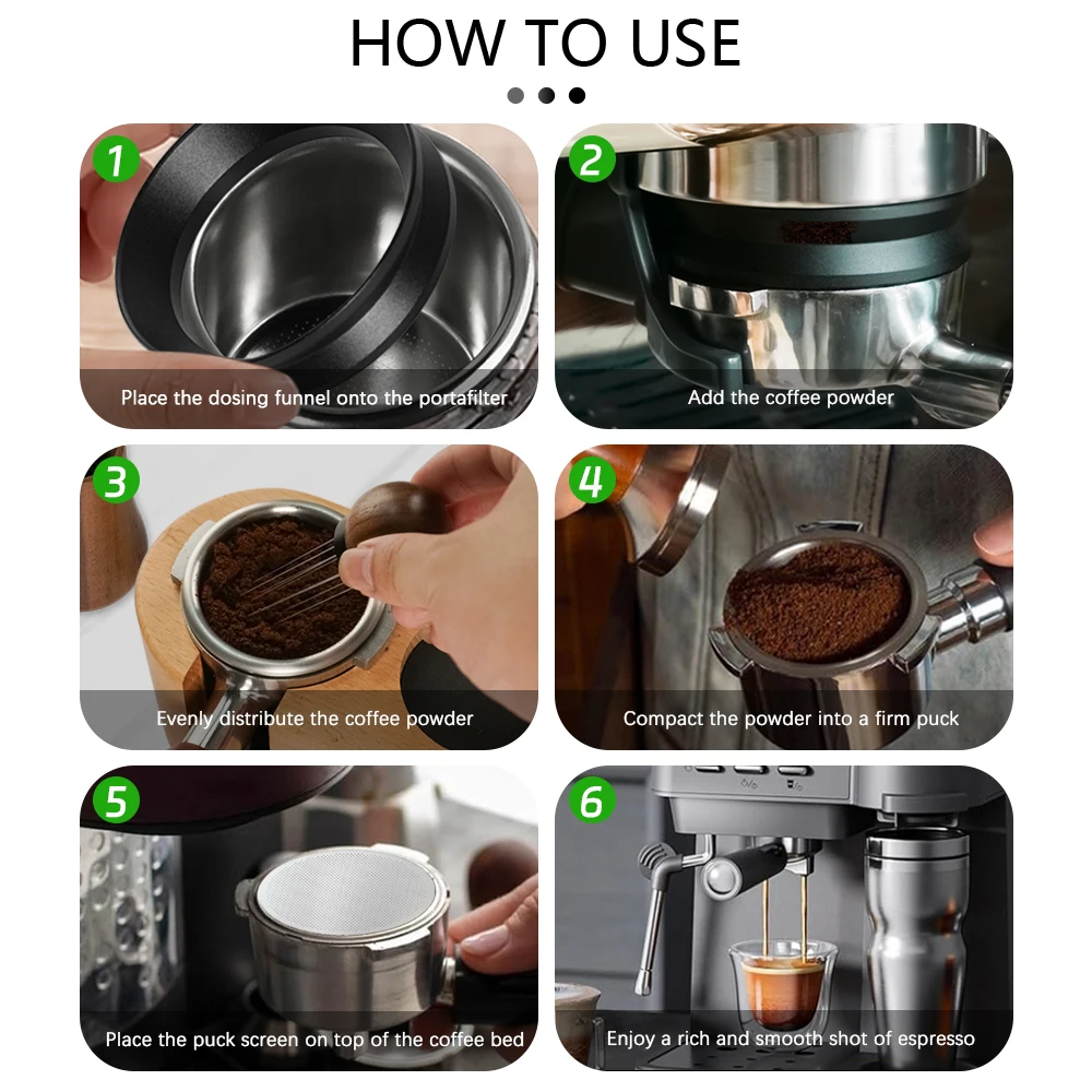 Espresso Accessories Kit WDT Tools Espresso Coffee Stirrer Dosing Funnel Puck Screen Portafilter Dosing Ring