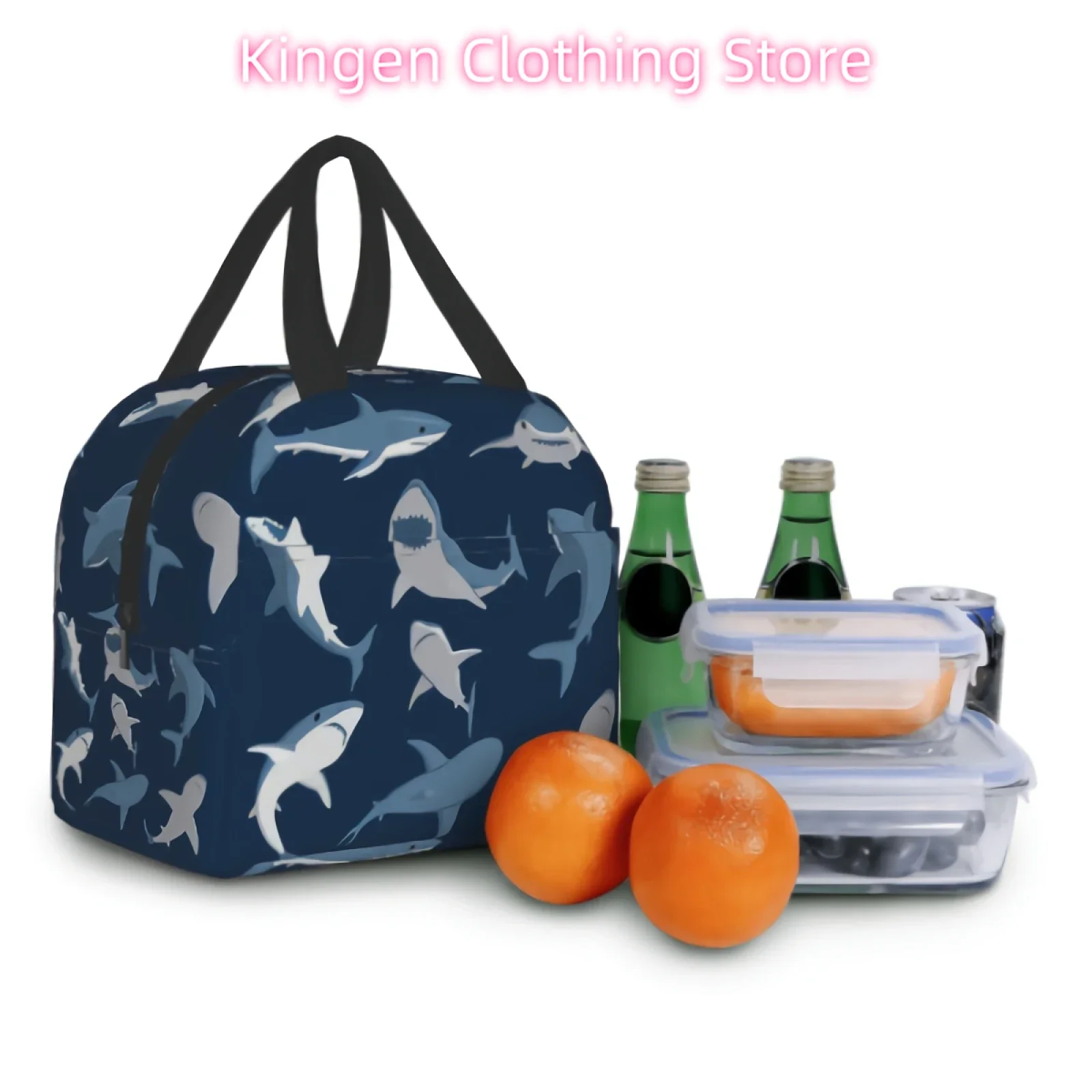 Shark Lunch Bag Insulated Lunch Box Soft Cooler Cooling Tote for Kids Adult Men Women
