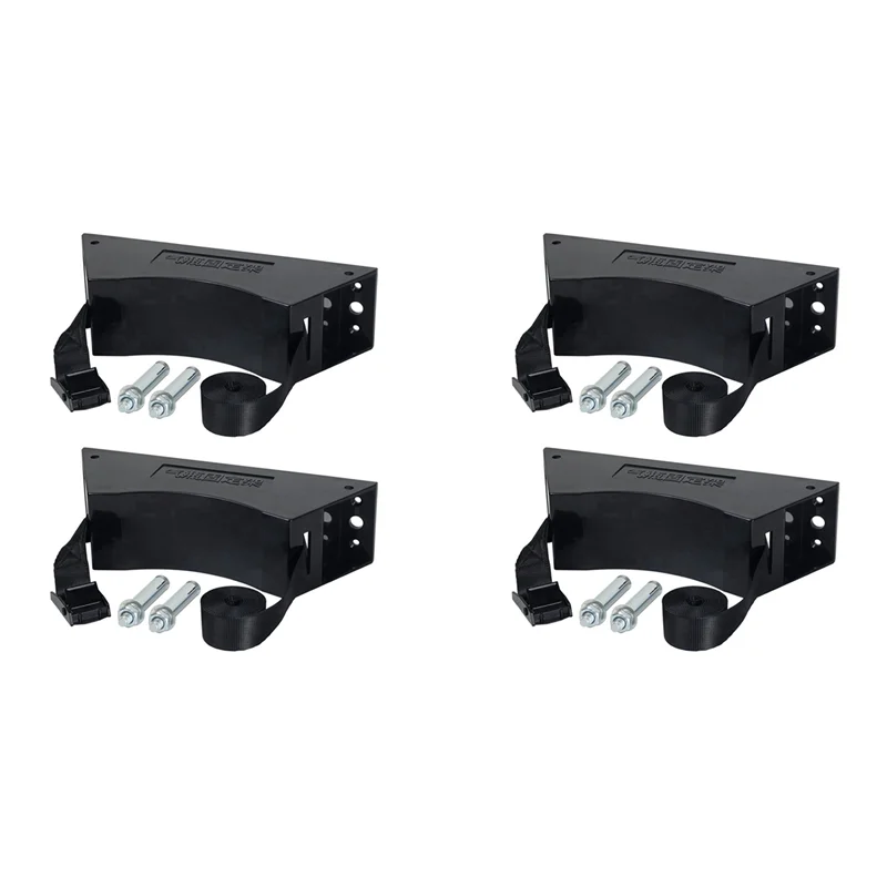 AB45 4PCS Propane Tank Holder Propane Tank Mount Gas Cylinder Holder With Screws And Safety Chain Supported 4-12Inch (Black)