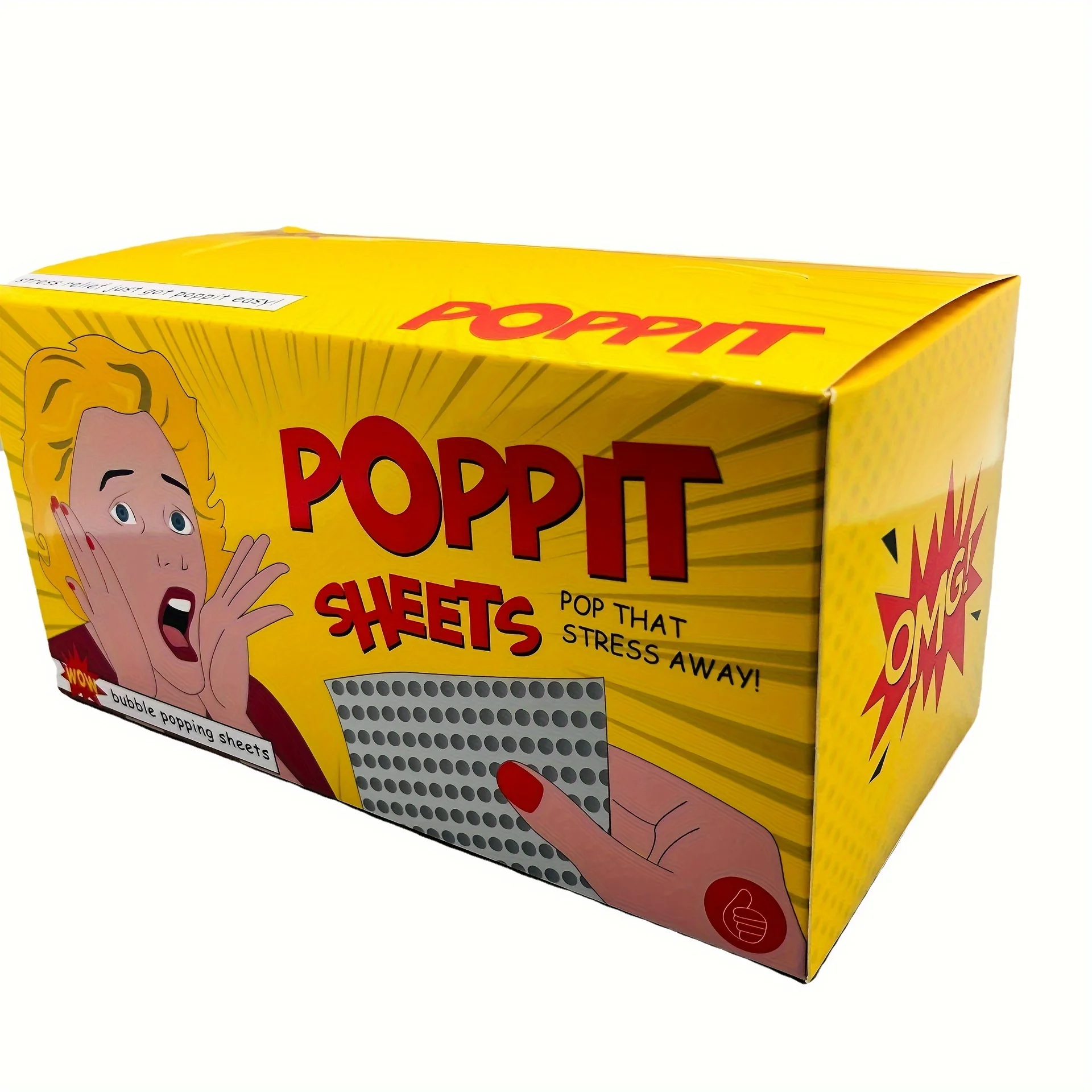 1 صندوق من أوراق الضغط Poppit، ورق ضخ الفقاعات لتخفيف الضغط، 20 رسمًا لضخ ورق المكتب للبالغين/الطلاب، اضغط