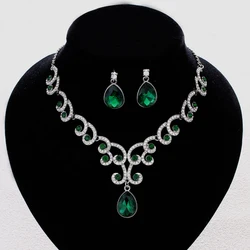 Baroque Crystal Water Drop Jewelry Sets for Women Rhinestone Choker Necklace Earrings Set Bridal Wedding African Beads Jewelry