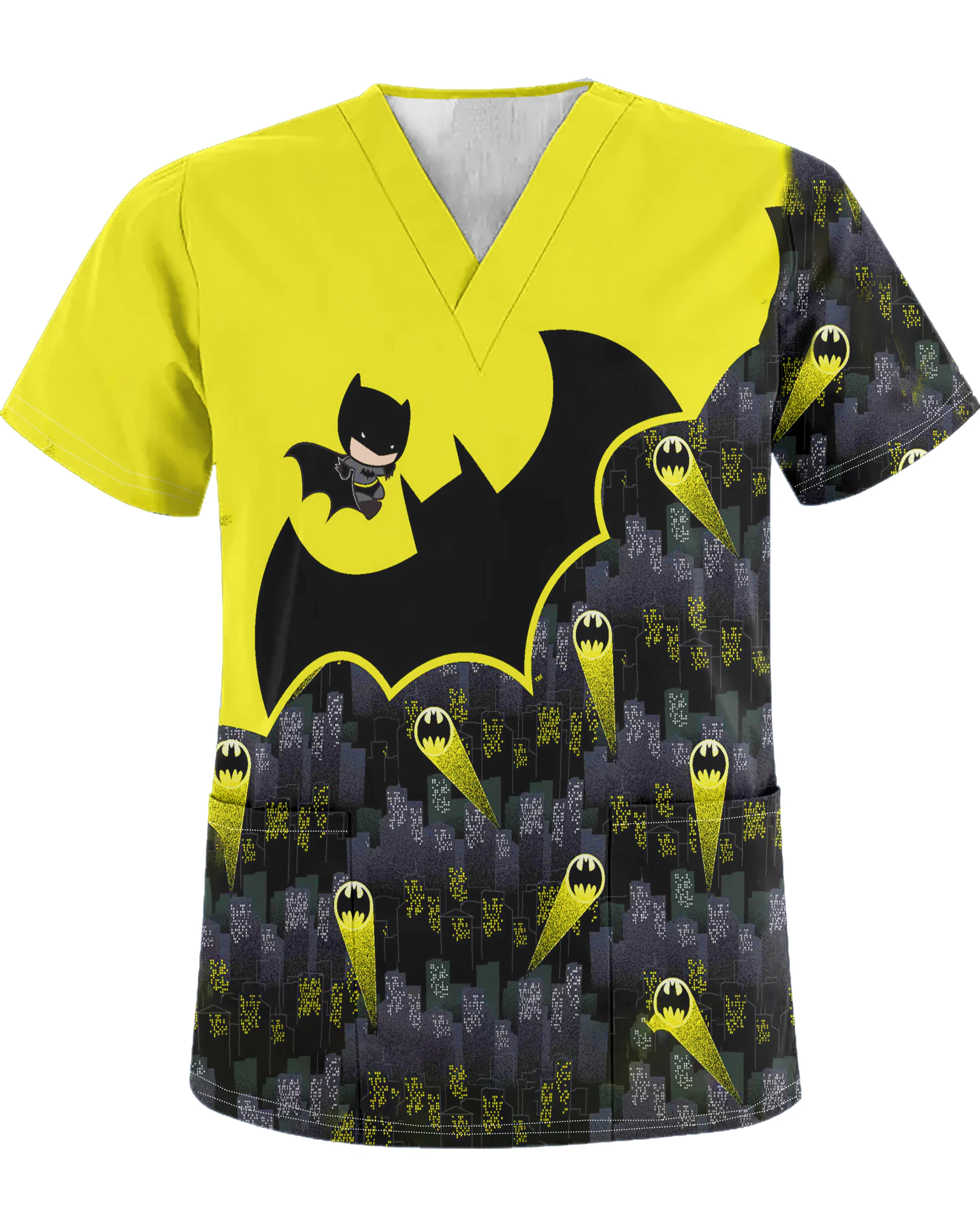 صيف جديد الكرتون أنيمي التمويه طباعة الرجال الخامس الرقبة جيب فرك أعلى ممرضة موحدة الحيوانات الأليفة متجر مستشفى الأسنان ممرضة تي شيرت #4