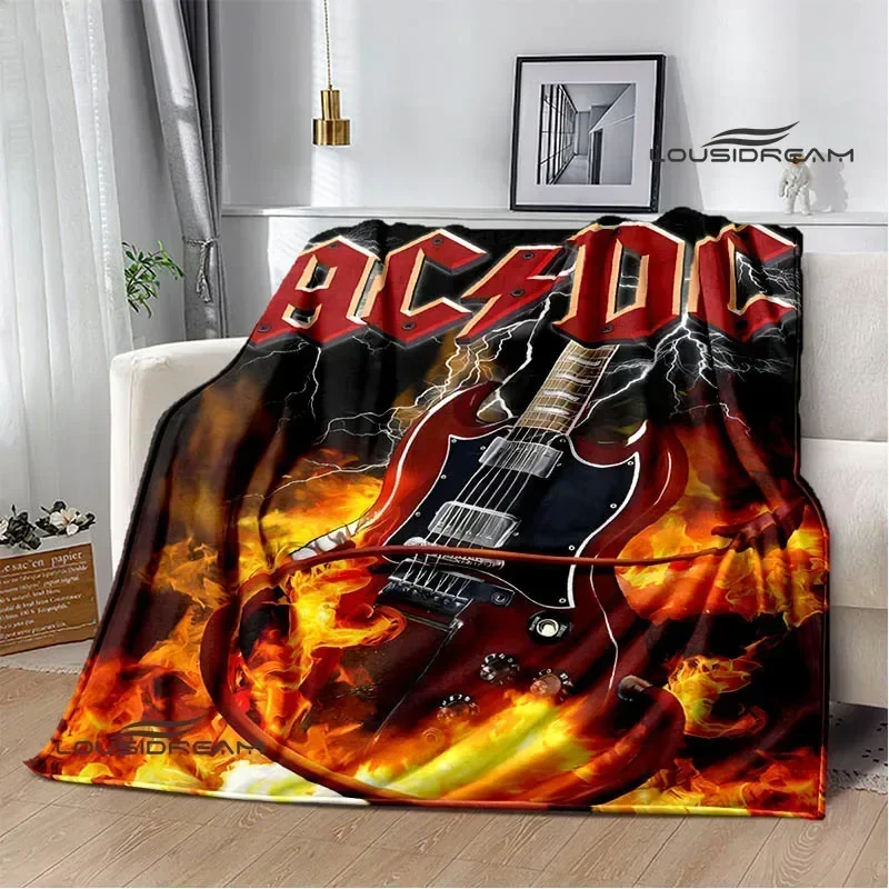 Manta com estampa retro de Rock band AC/DC, manta cálida con brida, manta de piquenique, cubierta de cama, forros de cama
