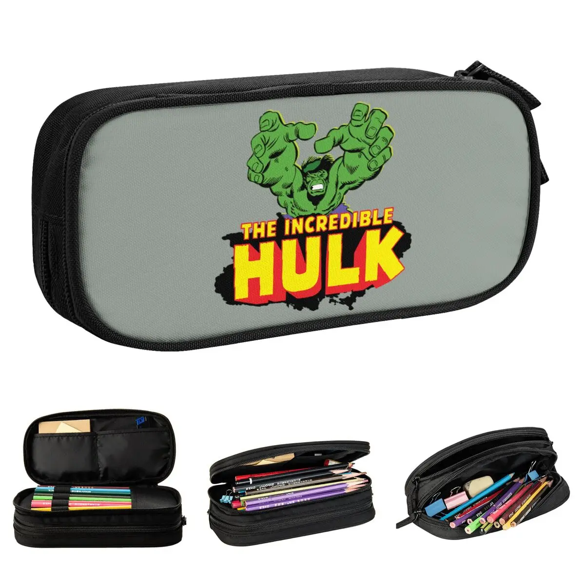 the incredible hulk logo pencil cases fashion pen bolsa para criancas grande capacidade escola zipper pencilcases 01