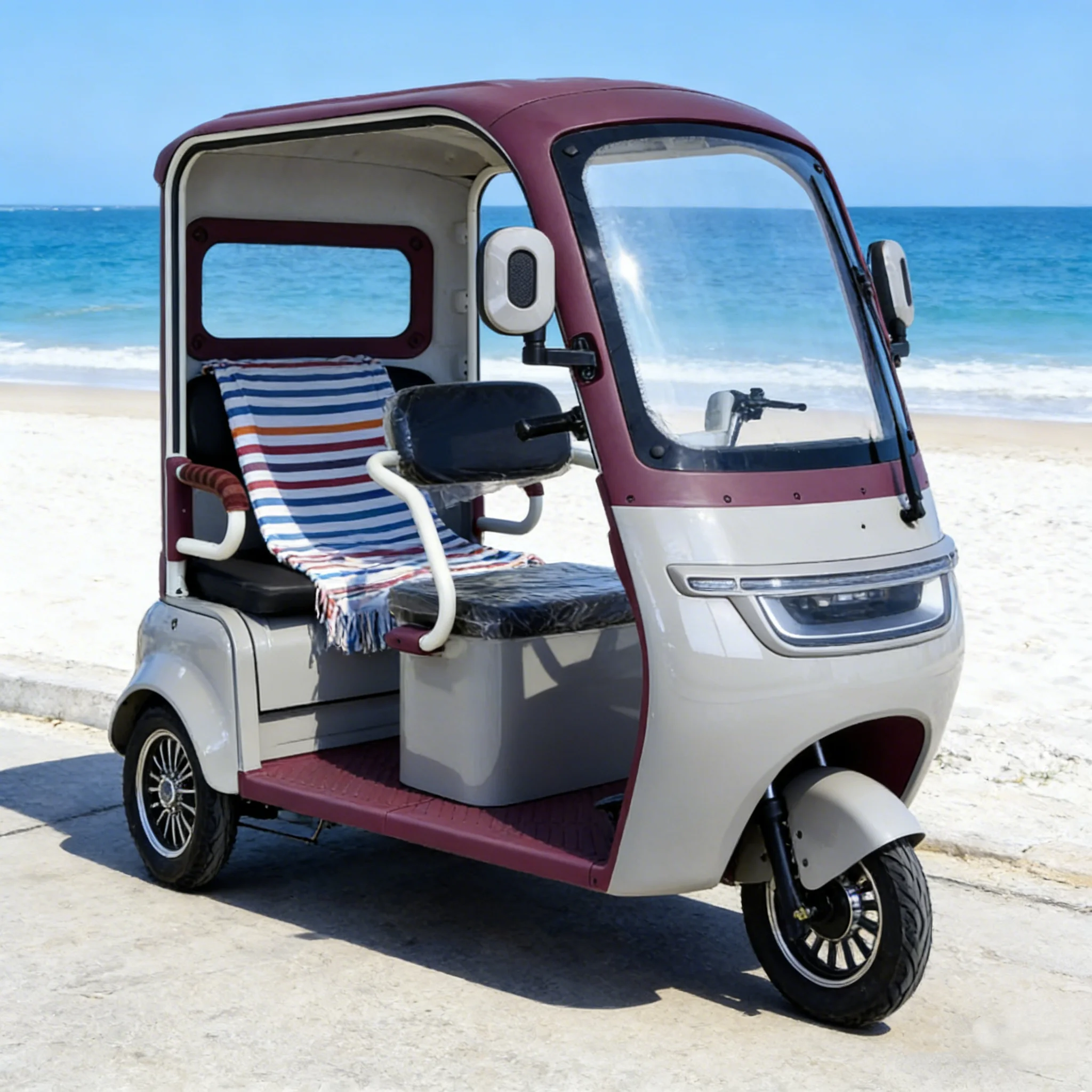 Holladay Purple Open Electric Tricycle 650W Electric Tricycle with a Storage Box Under the Seat and Sunshade for Adults