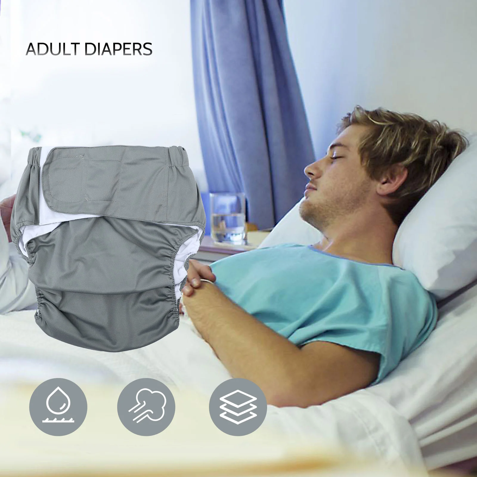 Pañal de tela impermeable ajustable para adultos y ancianos, almohadilla reutilizable absorbente, suave, transpirable, a prueba de fugas, 1 Uds.