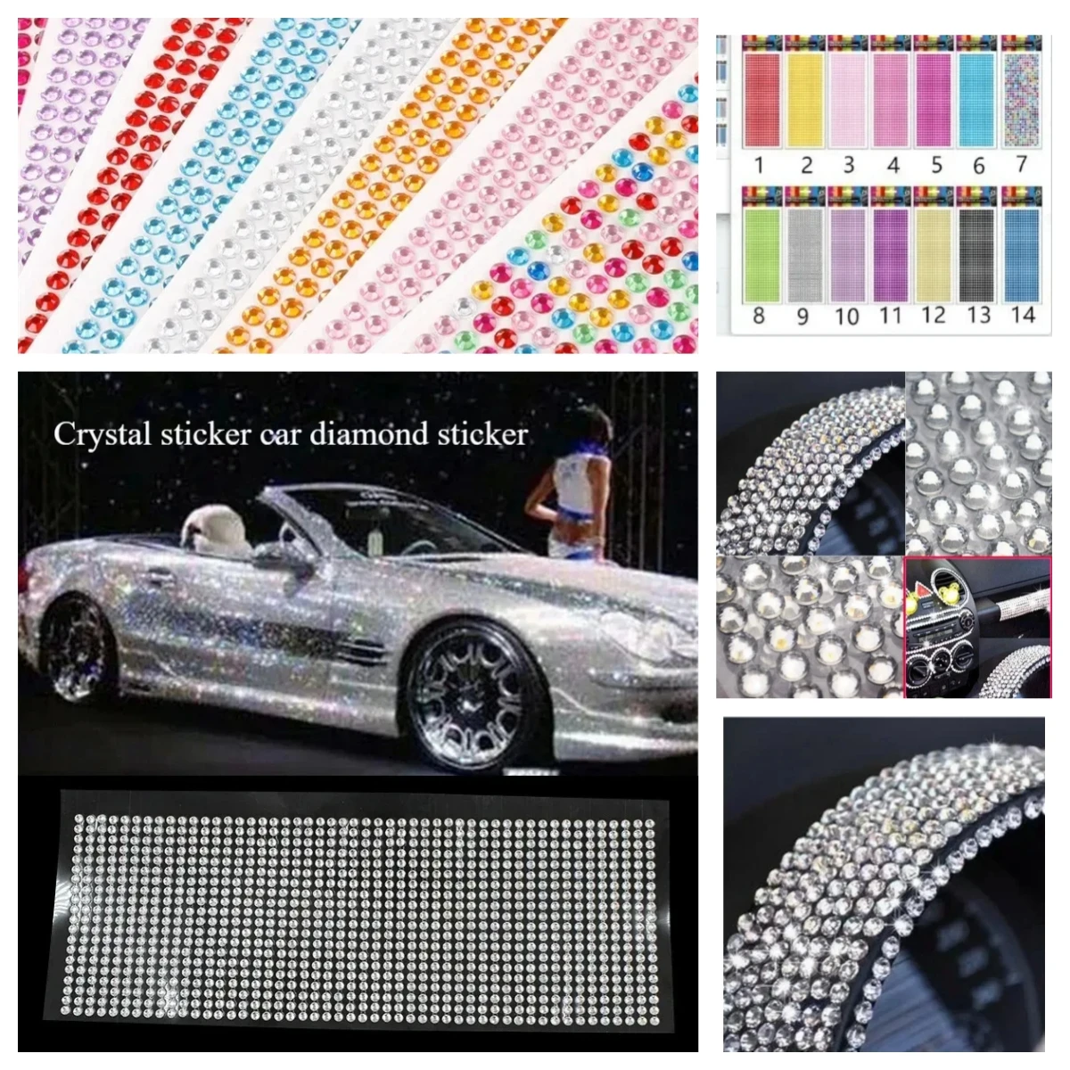 

Crystal Diamond Rhinestone Car/Mobile/PC Decor Decal Styling Accessories Art Self Adhesive Scrapbooking Sticker Decor