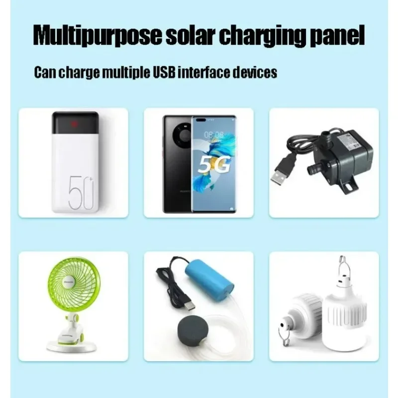 Imagem -05 - Placa Solar Mobile Charging Boardpanel Mochila Carregador Solar Portas Usb Duplas Fonte de Alimentação ao ar Livre 5v 100w