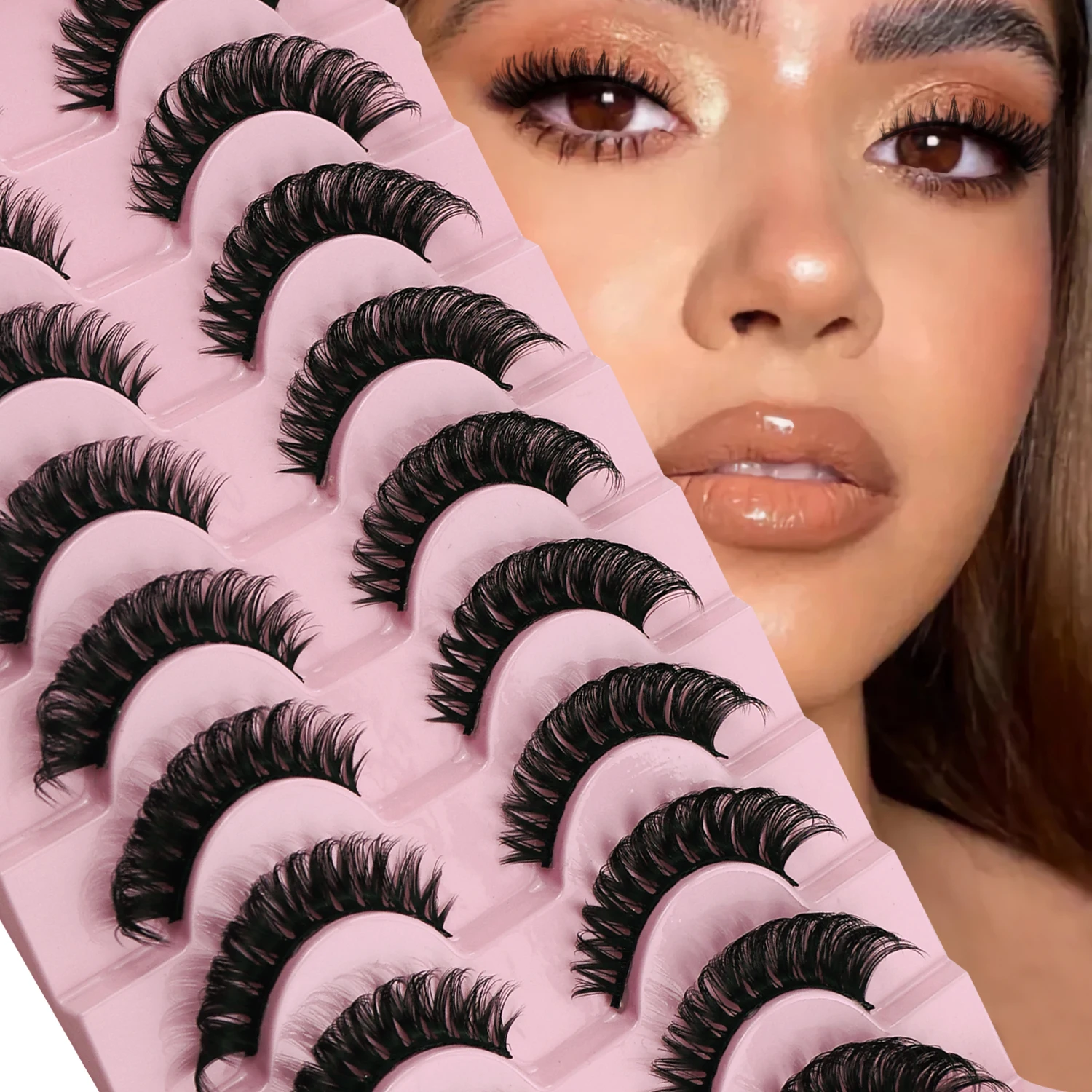 

10 Pairs 5D Eyelashes Fluffy Natural Foxy Eye Lifting Extension Full Strip Lengthen Volumize Outer Corner Beauty Makeup