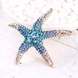 Full Rhinestone Multi-Color Starfish Brooches For Women Men Fashion Crystal Sea Star Brooch Clothing Backpack Pins Jewelry Gifts