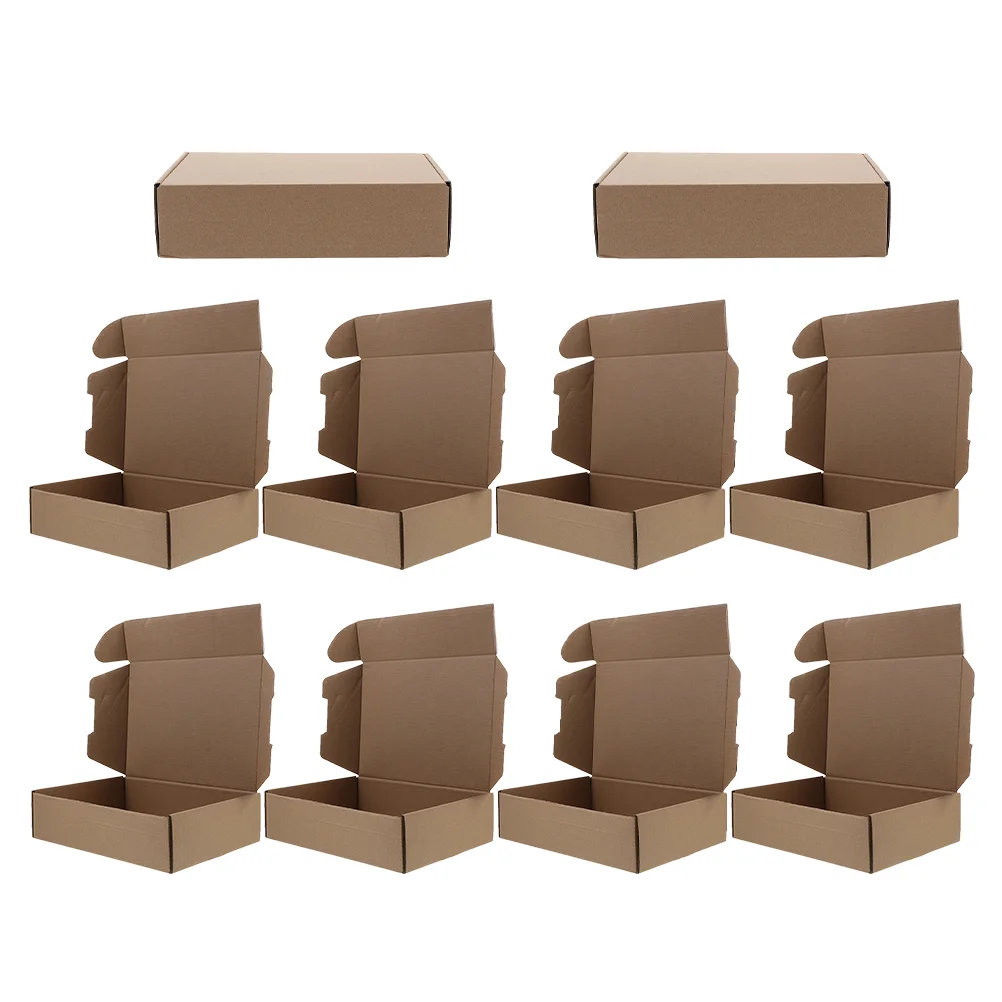 10 Pcs Small Shipping Boxes Cardboard Mailing Recyclable Moving Letter Paper Kraft Paper Triple Layer Secure