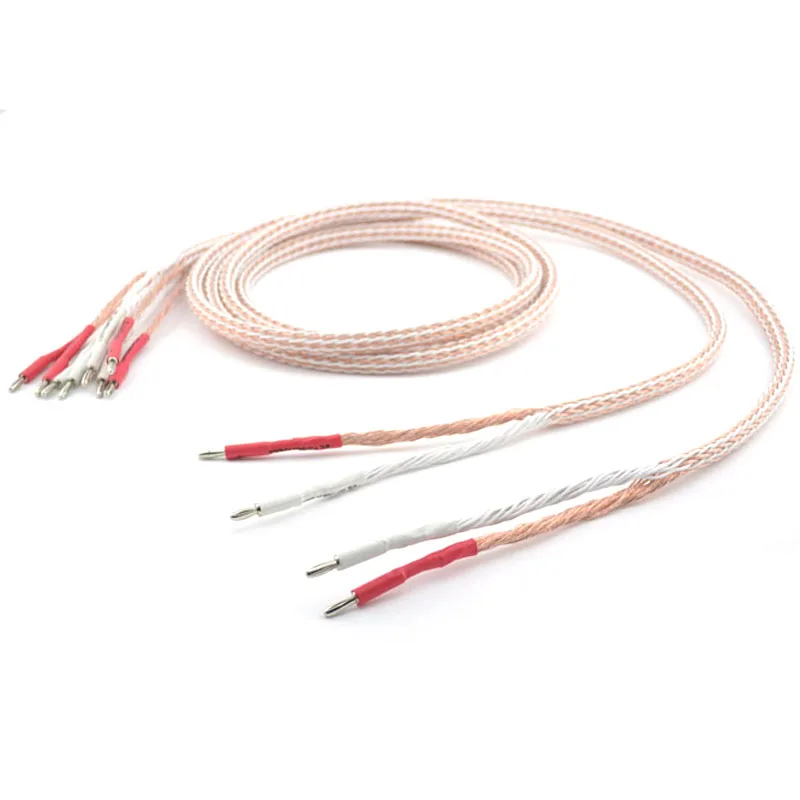 

Pair 8TC 7N OCC Copper Speaker Cable Speaker Cables Banana Spade to Banana Y Spade Loudspeaker Cable