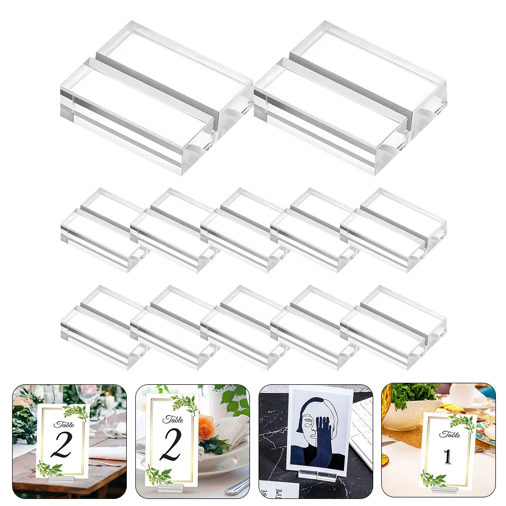 12 Pcs Table Picture Holder Emblems Card for Weddings Notes Transparent Acrylic Display Shelves