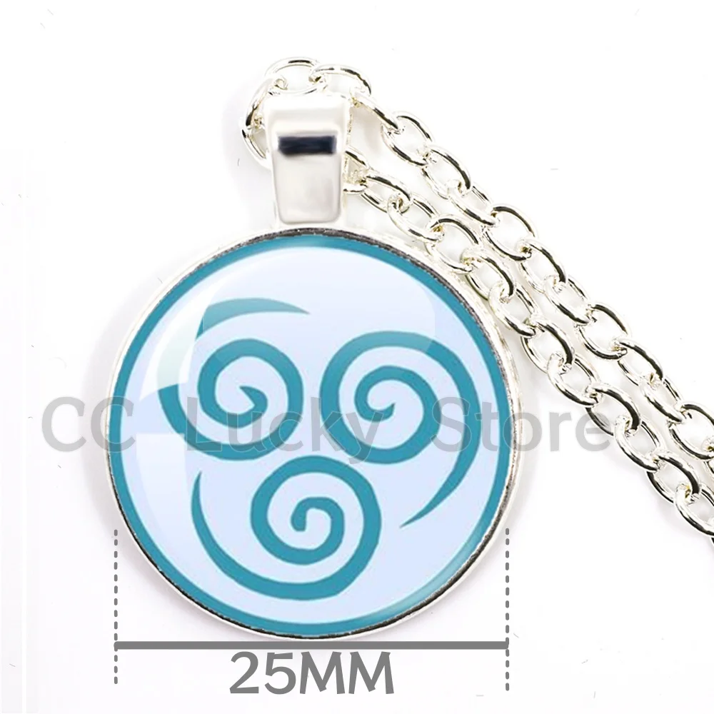 25MM Glass Cabochon Necklace Anime The Last Airbender Fire And Water Tribe Elements Of Water Earth Fire Necklace Jewelry Gift