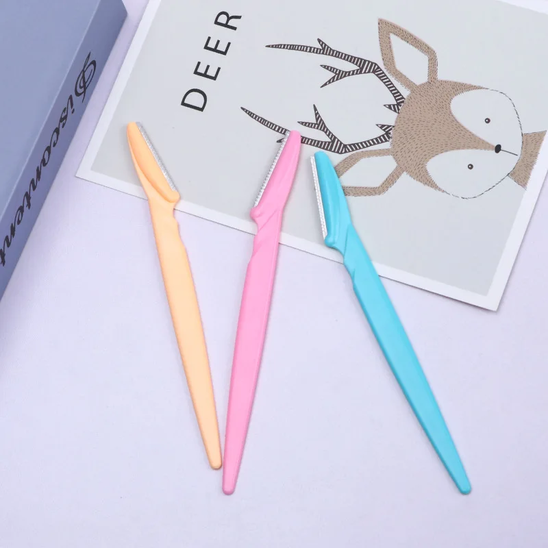 Straight Handle Micro-Edge Eyebrow Razor Safety Grooming Tool for Beginners with Anti-Scratch Guard Portable Makeup Shaver for
