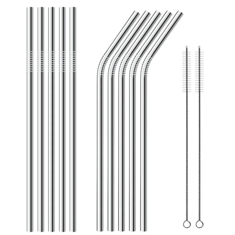 Stainless Steel Straw Cocktail Coffee Stirring Stick Brush Wine Set Household Beverage Juice Bottle Straw Brush