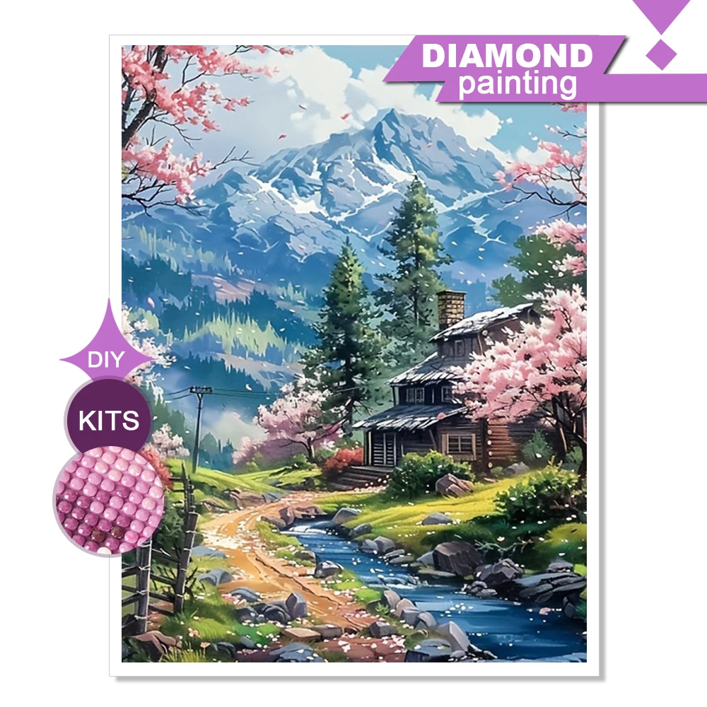 Peinture Diamant Huacan Paysage, Broderie Complète Carrée et Ronde, Kit Artisanat Montagne en Promotion, Décoration Salon