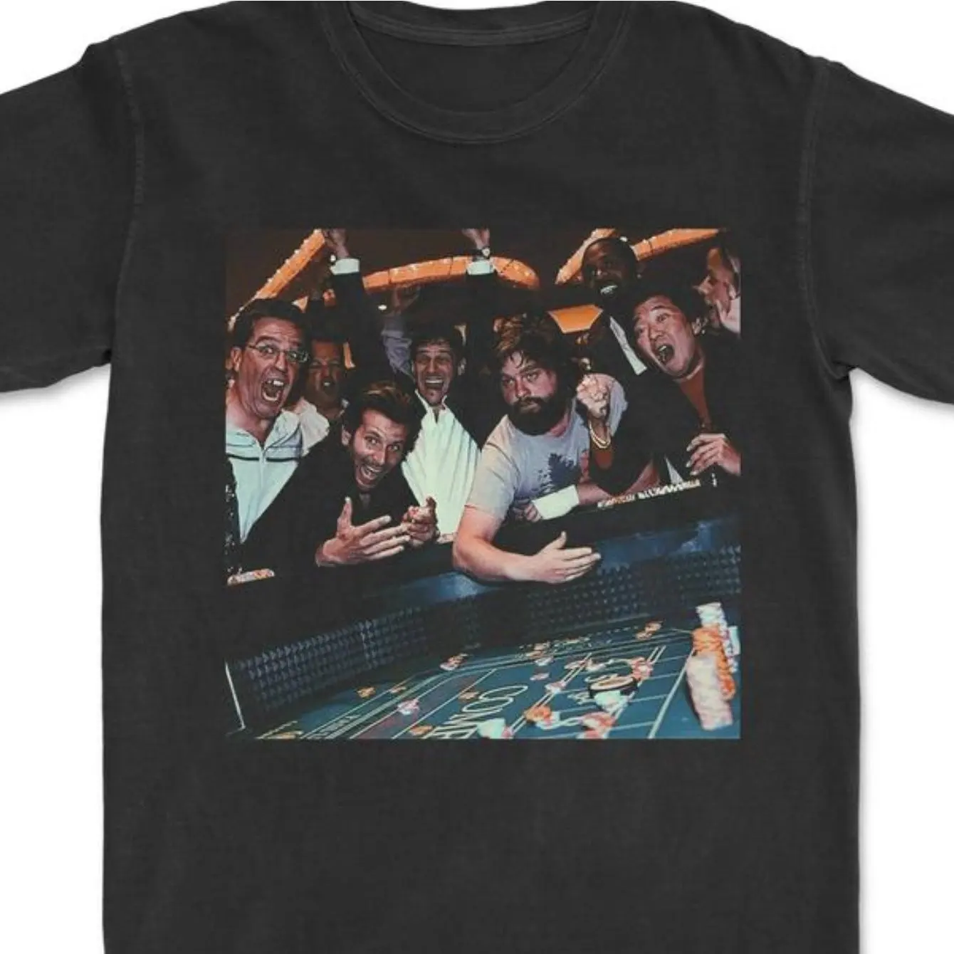 Camiseta de la película The Hangover con la escena icónica de la fiesta de Phil, Allen y Doug, camiseta coleccionable de la película, suave y transpirable, negra, para fans.