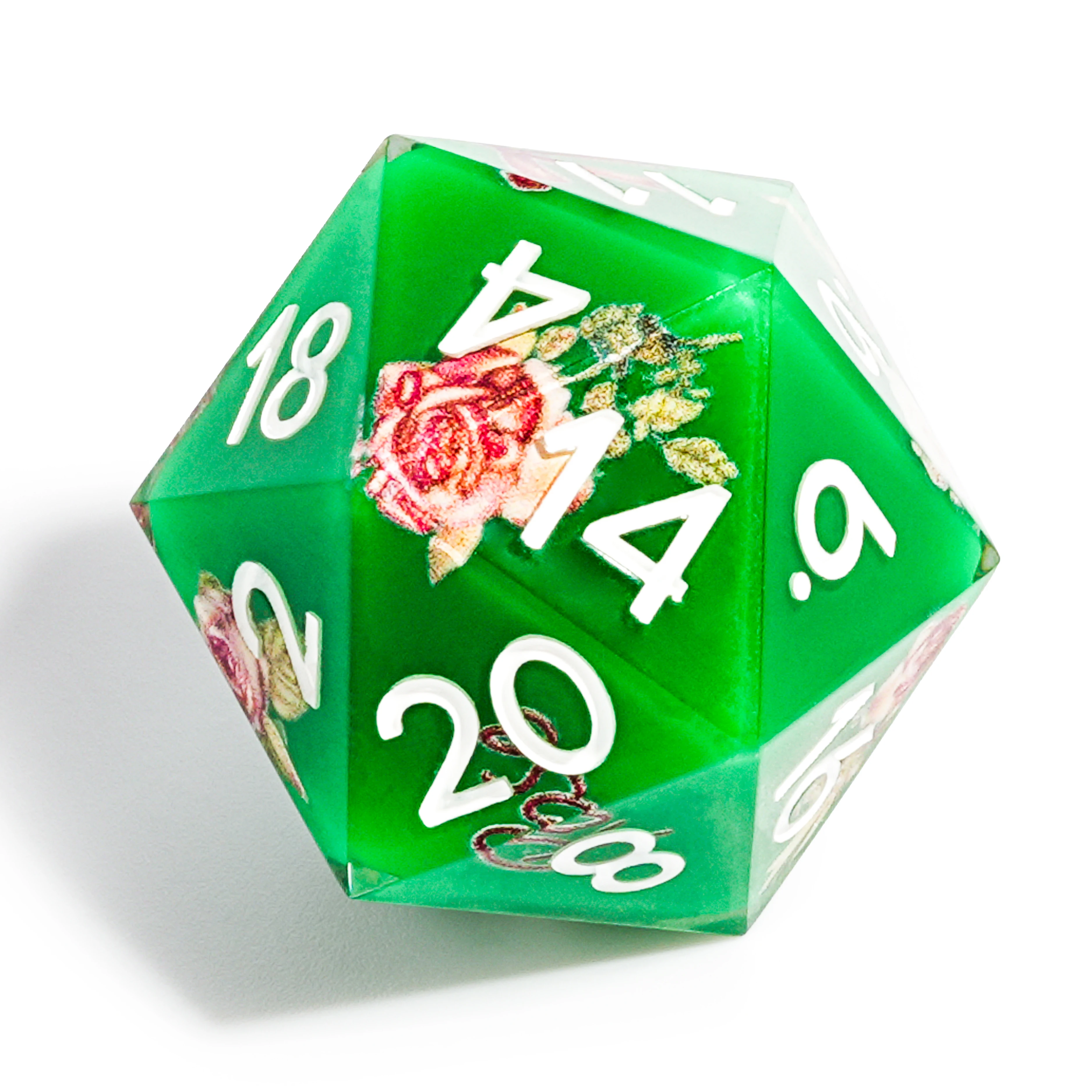 1-7Pcs Green Flowers Resin Dice Set Multi-sided Polyhedral Dice for D&D Game COC Role Playing RPG Table D6~D20