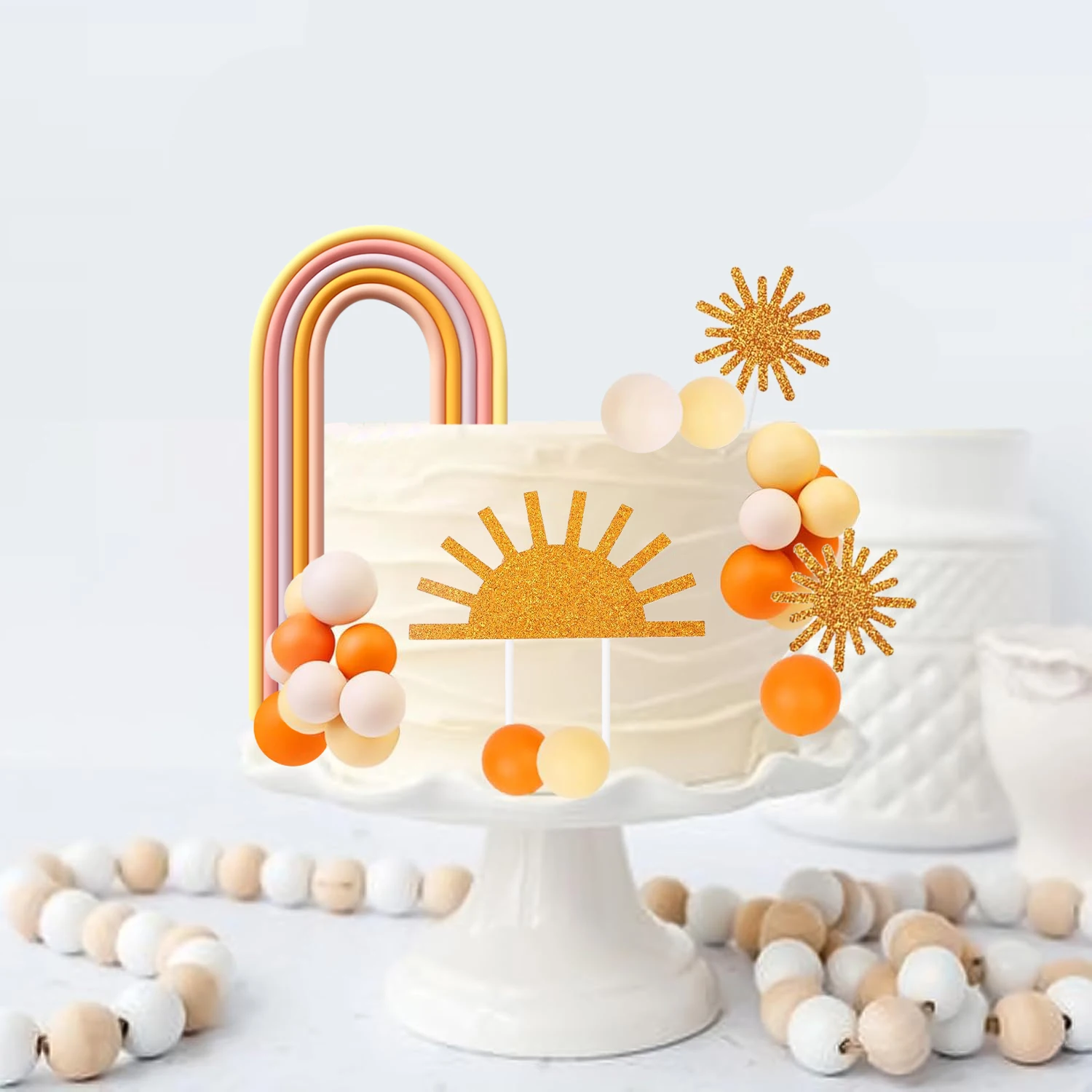 Sonne Regenbogen Kuchen Dekor Cupcake Topper Ball Dessert Picks, Sonne Thema Geburtstag Party Baby Dusche Feier Foto Requisiten – Detail 6