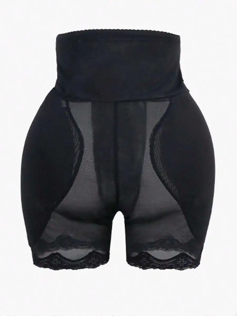 

High-Waist Contour Shorts Featuring Padded Lift, Tummy Smoothing, Breathable Mesh, Lace Trim, Seamless Silhouette