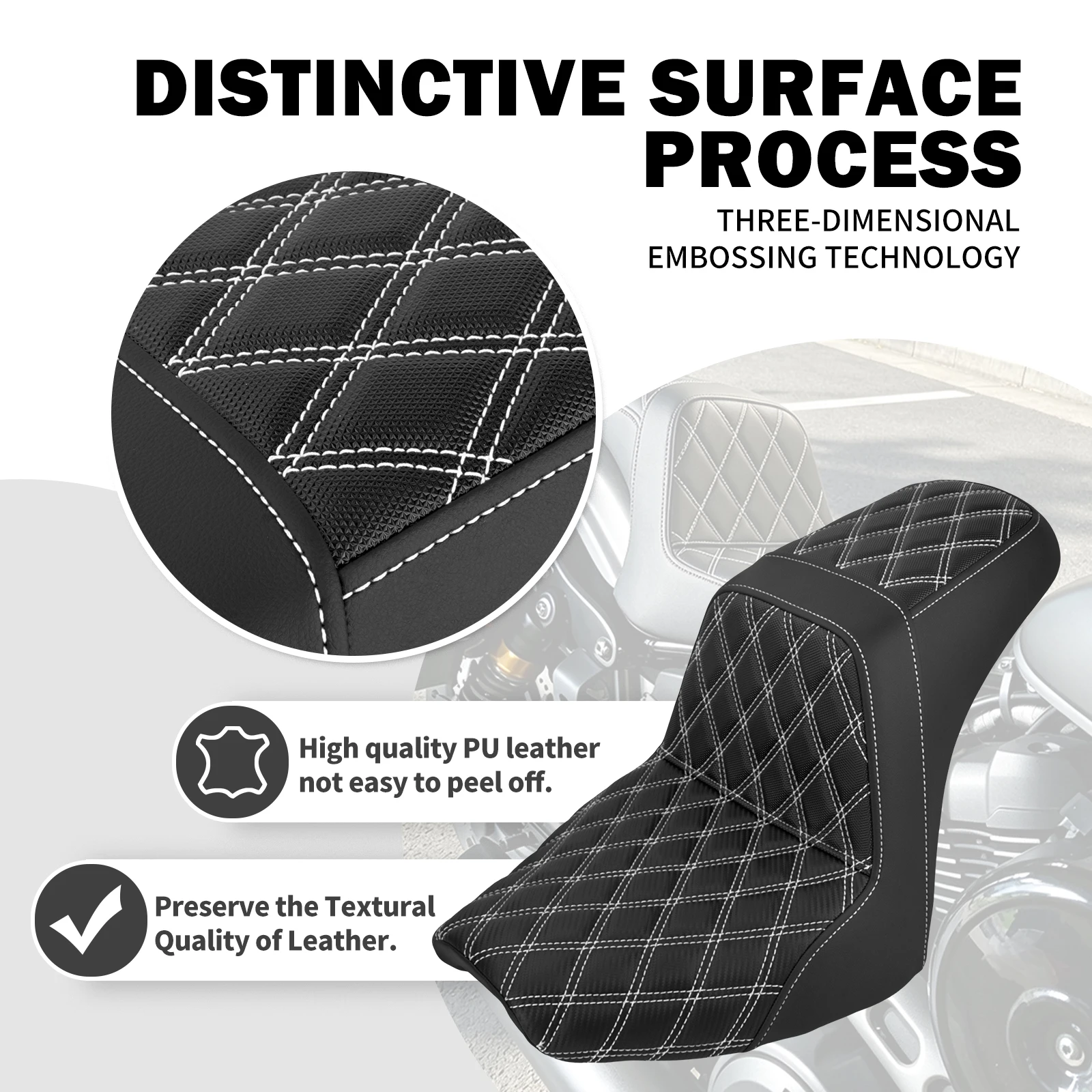 Motorcycle Two Up Driver Passenger Cushion Seat Front Rear Seat For Harley Softail Fatboy FLFB Breakout FXBR 2018 2019 2020-2026