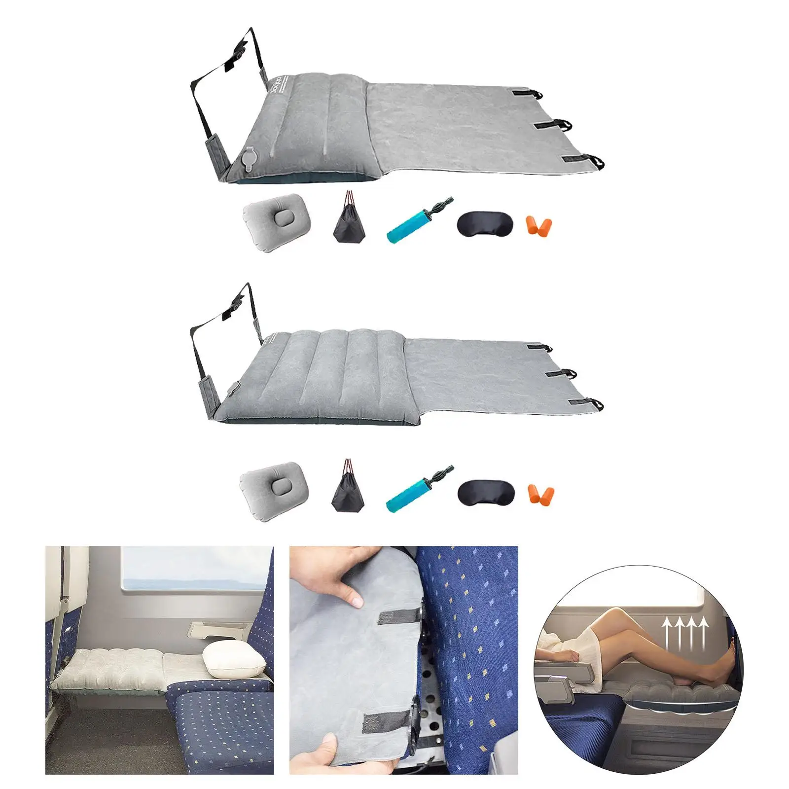 Airplane Footrest Hammock for Kids Inflatable Travel Essentials Trains Elevate Legs High Speed Rail Plane Seat Extender Cover