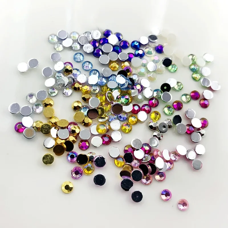 400 pz 4mm Flatback Acrilico AB Rotondo di Cristallo Strass Cabochon Parte Posteriore Piana Per La Decorazione di Nozze FAI DA TE-E72
