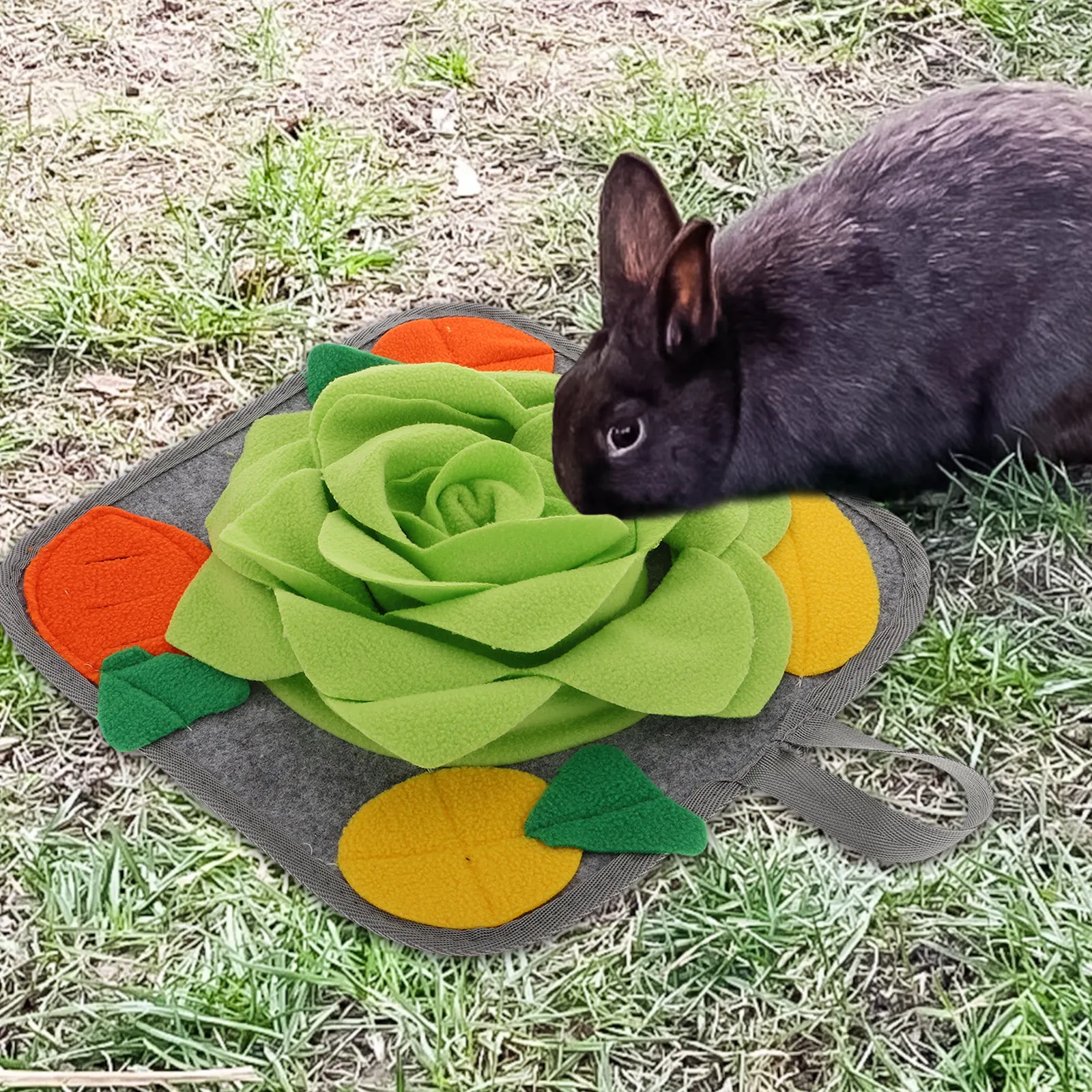 Washable Rabbit Foraging Mat Slow Feeding Interactive Snuffle Pad Small Animal Training Mat Bunny Hamster Enrichment Feeding Pad